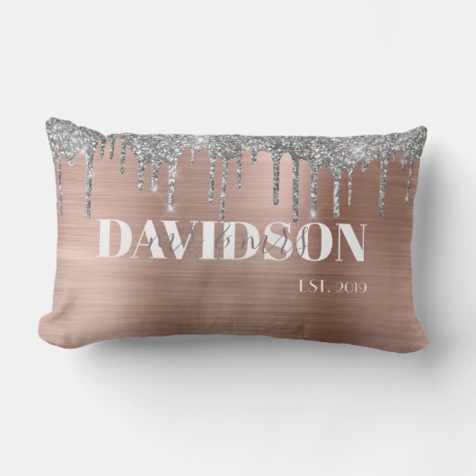 Rose Gold Mariage personnalisé Lumbar Coussin (Recto)