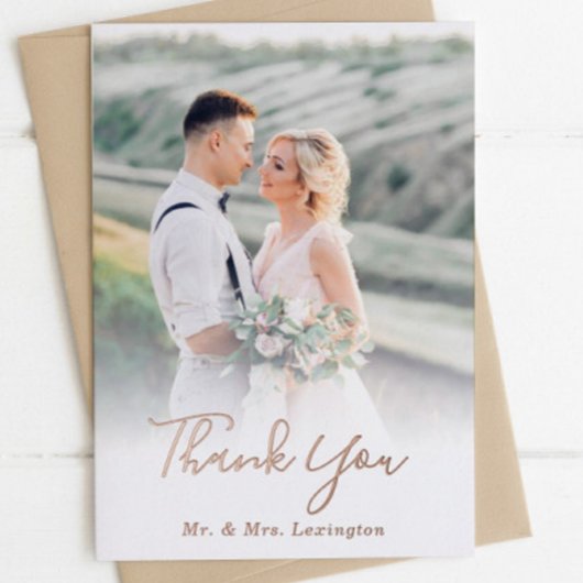 Rose Gold Mariage Photo Plat Merci Cartes