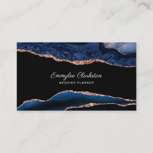 Rose Gold Marine Blue Agate Carte de visite