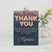 Rose Gold Marine Blue Anniversaire Carte de remerc (Debout devant)