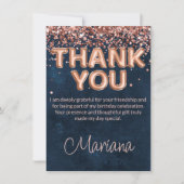 Rose Gold Marine Blue Anniversaire Carte de remerc (Devant)