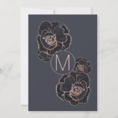 Rose Gold Marine Blue Flowers Sweet 16 Invitations (Dos)