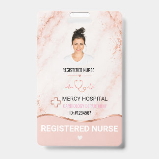 Rose Gold Marmer Geregistreerde Verpleegster ID Ka Badge