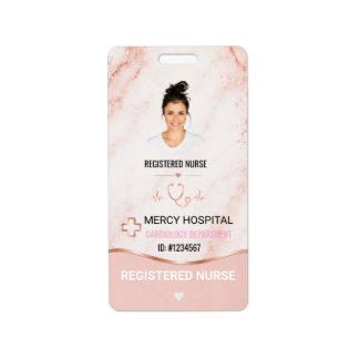 Rose Gold Marmer RN Cardiologie ID Badge Etiket