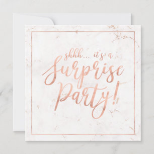 Rose Gold & Marmer Verrassingsafscheidsparty Kaart