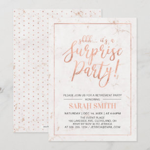 Rose Gold & Marmer Verrassingsafscheidsparty Kaart