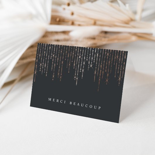 Rose Gold Marquee Thank you Note Cartes