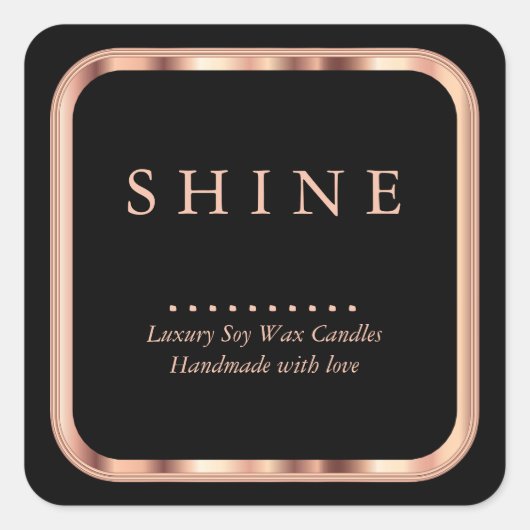 Rose Gold Metallic et Black Carré Étiquettes (Devant)