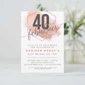 Rose Gold Minimaliste 40e anniversaire Invitation (Debout devant)