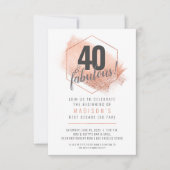 Rose Gold Minimaliste 40e anniversaire Invitation (Devant)