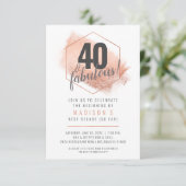 Rose Gold Minimaliste 40e anniversaire Invitation (Debout devant)