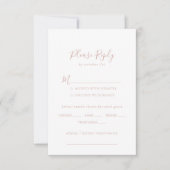 Rose Gold Minimaliste Mariage Menu Choix RSVP (Devant)