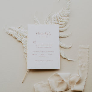 Rose Gold Minimaliste Mariage Menu Choix RSVP