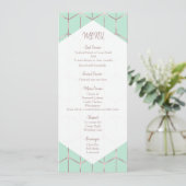 Rose Gold Mint Green Chic Mariage géométrique Menu (Debout devant)