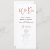 Rose Gold Modern Fairytale We Do Wedding Programme (Devant / Derrière)