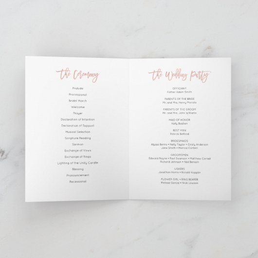 Rose Gold Modern Fairytale Wedding Programme de ma (Intérieur)