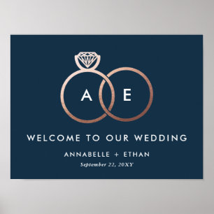 Rose Gold Modern Rings Marine Mariage Affiche de b