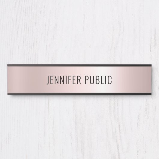 Rose Gold Modern Simple Template Home Long Deurbordje (Voorkant)