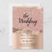 Rose Gold Moderne Glamor Mariage Invitation (Devant)