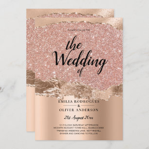Rose Gold Moderne Glamor Mariage Invitation