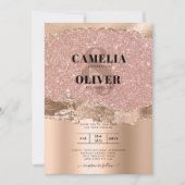 Rose Gold Moderne Glamor Mariage Invitation (Devant)