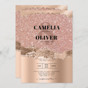 Rose Gold Moderne Glamor Mariage Invitation