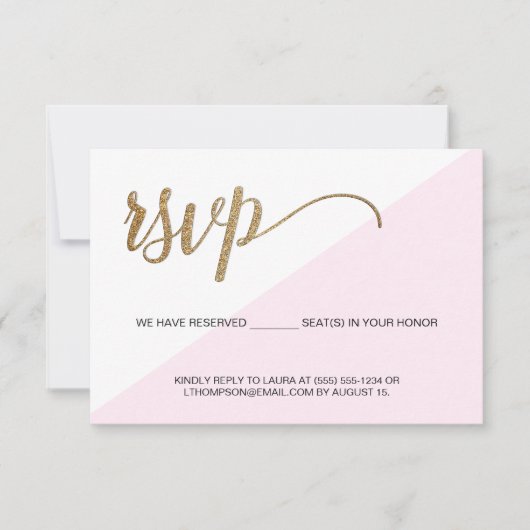 Rose Gold Moderne RSVP non par courrier Place Rése (Devant)