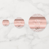 Rose Gold Monogram Glitter Elegant Wedding  Confetti (Achterkanten)