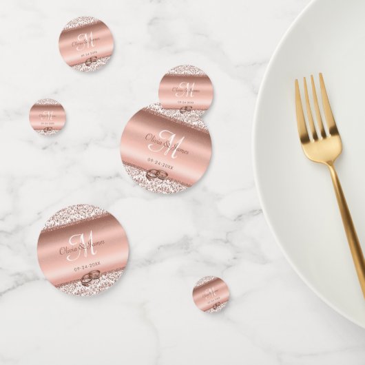 Rose Gold Monogram Glitter Elegant Wedding  Confetti (Groep)