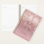 Rose Gold Monogramme Pailleté Tendance Rose Clair (Devant avec enveloppe)