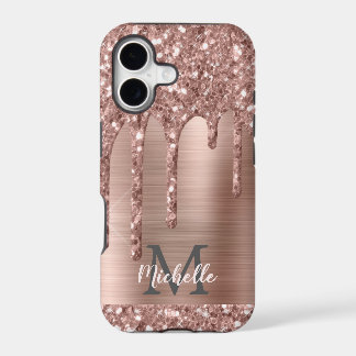 Rose Gold Monogrammé Paillettes qui Coulent sur Mé
