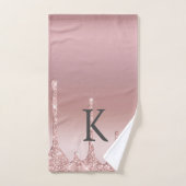 Rose Gold Monogramme Paillettes Tendance (Serviette à main)