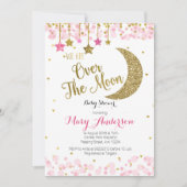 Rose Gold Moon Baby shower Invitation pour fille (Devant)