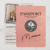 Rose Gold Morocco Paspoort Save The Date (Voorkant / Achterkant)
