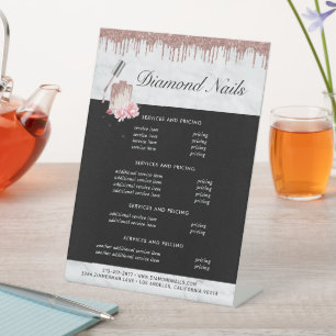 Rose Gold Nagelsalon Menu Prijslijst Reclamebord Met Voetstuk