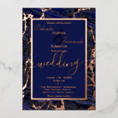 Rose Gold & Navy 5" x 7" Foil Wedding Invitations (Recto)