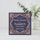 Rose Gold & Navy Blue Celtic Knot Invitation (Debout devant)