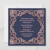 Rose Gold & Navy Blue Celtic Knot Invitation (Dos)