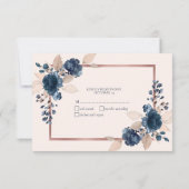Rose Gold Navy Blue Dusty rose Floral Pas de menu  (Dos)