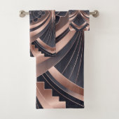 Rose Gold Navy Geometric Neo Art Deco Bad Handdoek (Insitu)