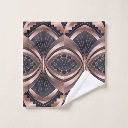 Rose Gold Navy Geometric Neo Art Deco Bad Handdoek (Wasdoekje)