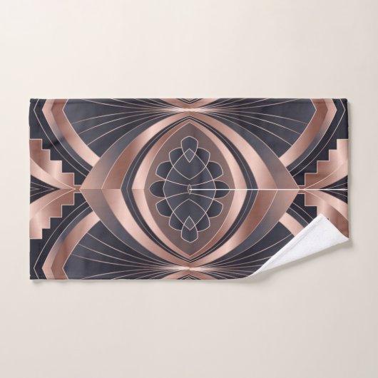 Rose Gold Navy Geometric Neo Art Deco Bad Handdoek (Handdoek)