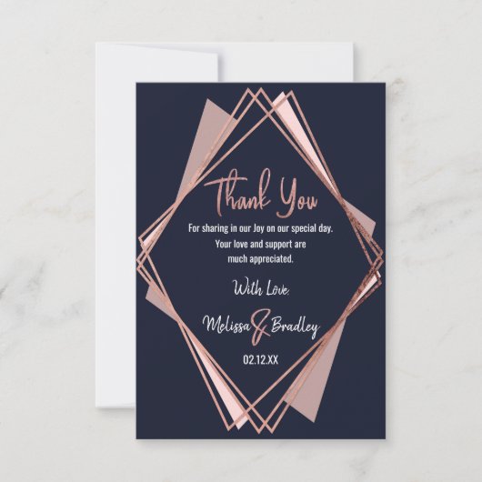 Rose Gold Navy Merci géométrique Mauve bleue (Devant)