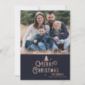 Rose Gold Noël Arbre Carte photo de vacances (Devant)