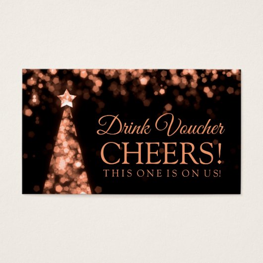 Rose Gold Noir Mariage de Noël Bon de boisson (Devant)