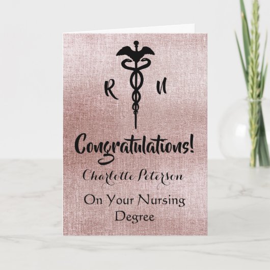 Rose Gold Nurse Graduation Carte de félicitations (Devant)