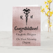 Rose Gold Nurse Graduation Carte de félicitations (Fleur jaune)