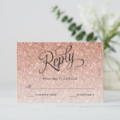 Rose Gold Ombre Parties scintillant Carte de répon (Debout devant)