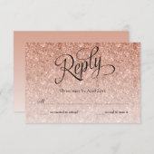 Rose Gold Ombre Parties scintillant Carte de répon (Devant / Derrière)