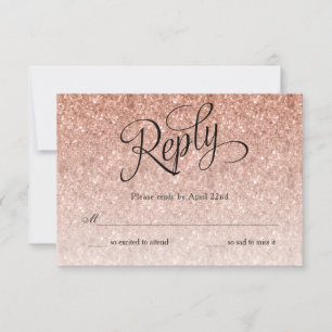 Rose Gold Ombre Parties scintillant Carte de répon